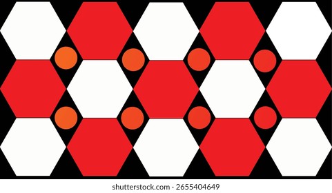 Este vetor apresenta um padrão geométrico vermelho e branco.