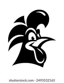 This vector features a rooster mascot with a smiling head, perfect for branding projects, especially for food companies, fast food, food apps and restaurants. 