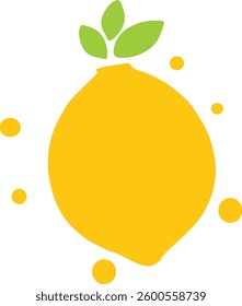 This vector features a simple and minimalist illustration of a bright yellow lemon