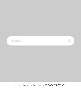 This vector features a simple search bar on a gray background with a magnifying glass icon. The search bar is white and has a rounded rectangular shape. It is a minimalistic design element commonly used in user interfaces for websites and applications. The vector can be used to represent search functionality, online queries, or digital interactions.