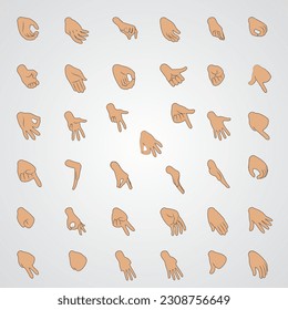 This is a vector file depicting various hand gestures. The hand gestures in this file can be used to communicate different messages and emotions.