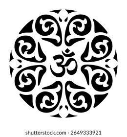 This vector file features a meticulously crafted Om design encircled by an elegant round floral pattern. Ideal for a variety of uses, including acrylic cutting, printing, and other creative projects