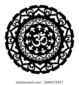 This vector file features a meticulously crafted Om design encircled by an elegant round floral pattern. Ideal for a variety of uses, including acrylic cutting, printing, and other creative projects