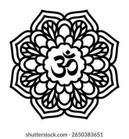 This vector file features a meticulously crafted Om design encircled by an elegant round floral pattern. Ideal for a variety of uses, including acrylic cutting, printing, and other creative projects