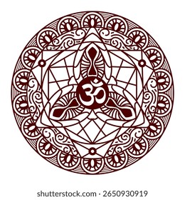 This vector file features a meticulously crafted Om design encircled by an elegant round floral pattern. Ideal for a variety of uses, including acrylic cutting, printing, and other creative projects