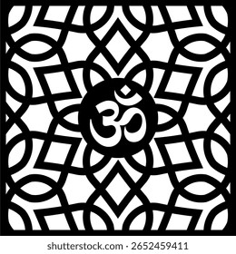This vector file features a meticulously crafted Om design encircled by an elegant round floral pattern. Ideal for a variety of uses, including acrylic cutting, printing, and other creative projects