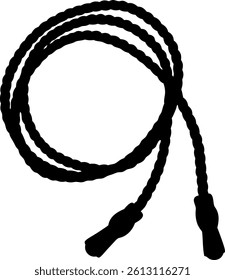 This vector file titled 'Black Silhouette Of Jump Rope Against White Backdrop Fitness Equipment Design Element Physical 