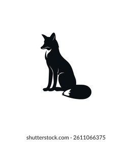 This vector file titled 'Elegant Silhouette Of Seated Fox Animal Vector Illustration Design On White Background' contain