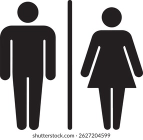 Este arquivo vetorial intitulado 'Ilustração do Ícone do banheiro Homens e Mulheres Símbolo Simples e Design Limpo' contém conteúdo relacionado