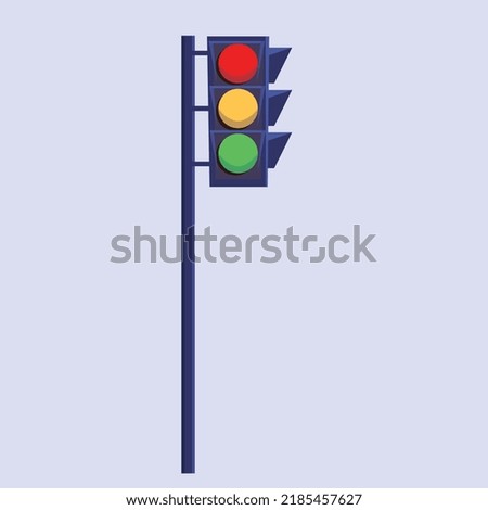 This vector file is for a traffic light which consist three colored light. Red, yellow and green light is illuminating in the traffic light. You can use this beside a road or traffic signal of a city.