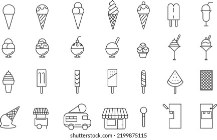 This vector file will contain ice cream parlor icons.