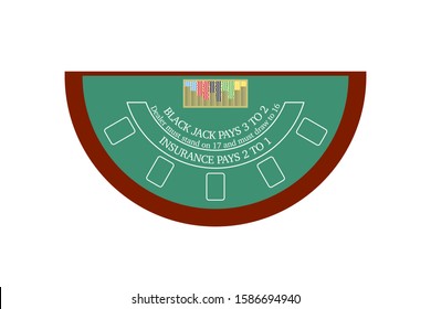 This Is A Vector Flat Design Of Blackjack Table.