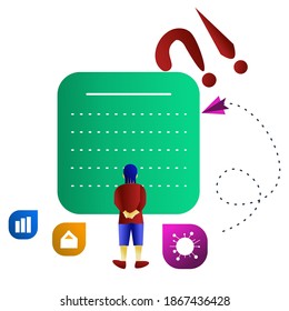 
This vector is a flat design image depicting a man looking at a billboard on the street about the current increase in the Covid 19 pandemic. this design is usually used for covid announcements