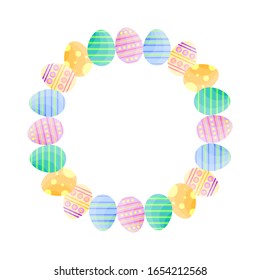 This is vector frame with Easter eggs isolated on white background.