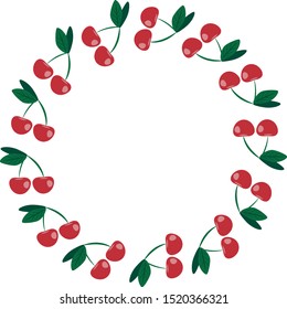 This is vector frame with red cherry and green leaves. Could be used for flyers, postcards, banners,holidays decorations, etc.