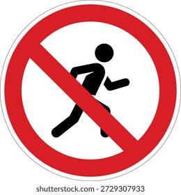 This vector graphic clearly prohibits running, suitable for areas requiring caution or slow movement, such as schools or hospitals, for safety.
