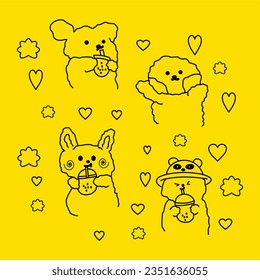 This vector graphic of cute animal rabbit sheep vector doodle is perfect for sticker,wallpaper,background,banner,decoration and cover t-shirt design etc.