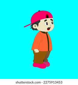 Este gráfico vectorial de adorable ilustración de personajes de niños pequeños es perfecto para el fondo de iconos, plantilla, fondo de pantalla, publicidad y educación, etc