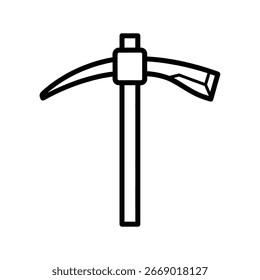 Diese Vektorgrafik zeigt eine Pickaxe, ein Werkzeug, das im Bergbau und im Bauwesen verwendet wird. Auf weißem Hintergrund isoliert, eignet es sich perfekt zur Illustration von Arbeits- und Industriekonzepten. 150 Zeichen