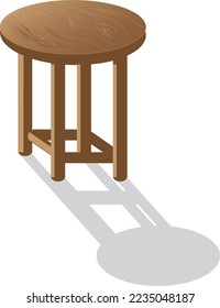 This is a vector graphic design of a chair made of brown wood which is round at the top of the seat and has four legs as a seat.