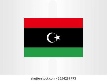 Este gráfico de Vector muestra la bandera nacional de Libia. Muestra el diseño de la bandera con sus colores y símbolos.