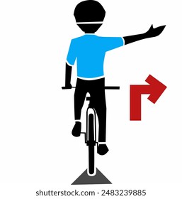 This vector graphic illustration of a cycling sign turning right is very suitable for application on public roads