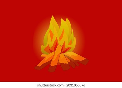 Esta ilustración vectorial representa una hoguera en el medio del bosque, perfecta para el fondo del camping.