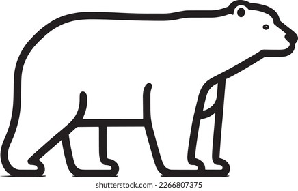 Este gráfico vectorial de un oso polar captura la silueta icónica de este magnífico animal de una manera moderna y estilizada, haciéndolo perfecto para su uso en una variedad de diseños y aplicaciones.