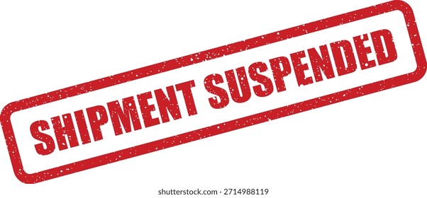 Este gráfico vetorial apresenta uma impressão de carimbo vermelho com as palavras "ENVIO SUSPENSO", adequado para notificações oficiais de suspensão temporária na logística.