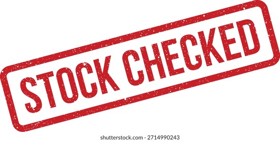 Este gráfico de Vector muestra una marca de sello texturizada con "STOCK CHECKED" en negrita. Conveniente para la garantía de calidad, los informes de inspección, o las notificaciones de la verificación del producto.