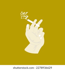 This vector graphic of sketch illustration of a hand holding a cigarette vector hand is perfect for wallpaper background, icon sticker decoration and screen printing, t-shirt etc