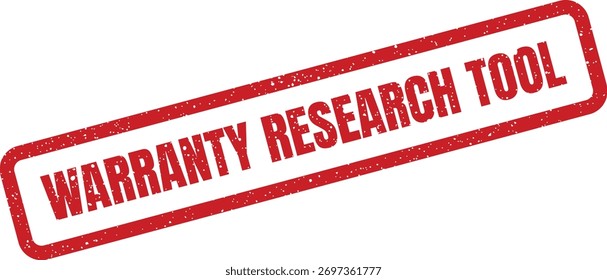 Diese Vektor-Grunge-Marke zeigt den Text "WARRANTY RESEARCH TOOL", ideal für die Kennzeichnung von Geräten oder Instrumenten.