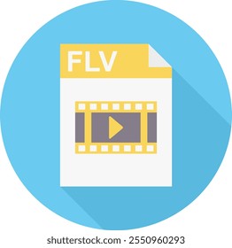 Este ícono de Vector Video representa un archivo FLV, destacando su papel en la reproducción y los medios digitales. Video Perfecto para ilustrar la gestión, el almacenamiento multimedia y los formatos de archivo de transmisión para creativos 