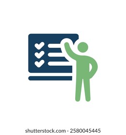 This vector icon depicts a person with a checklist, highlighting the importance of planning, organization, and strategic thinking across various professional settings and industries