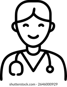 This is a vector icon of a doctor, perfect for healthcare and medical designs. It features a stethoscope and a professional look.