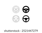 This vector icon features a minimalist car steering wheel design, showcasing clean lines and a simple, circular form. It is representing a modern, functional steering wheel. 