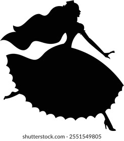 This vector icon features a silhouette of a princess, capturing the essence of royalty, elegance, and fantasy. With a clean and minimalist design