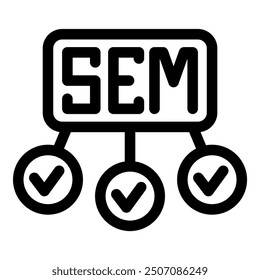 This vector icon represents a successful sem strategy, showing positive results with checkmarks