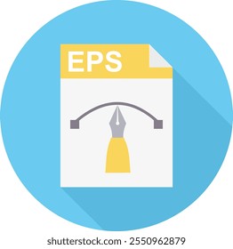 This vector icon showcases an EPS file, ideal for representing vector graphics and scalable design. Perfect for illustrating design work, digital illustration, and creative projects in graphic design 