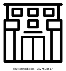 Este ícono de Vector muestra una fachada de edificio moderna, destacando sus características arquitectónicas