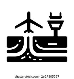 This Vector Icon Unites An Airport Terminal And A Departing Plane, Symbolizing The Thrill Of Travel And The Global Reach Of Tourism Through Flight.