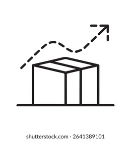 This vector icon visually represents increasing package sales growth, perfect for presentations, reports, and websites related to e-commerce, logistics, or business analytics.