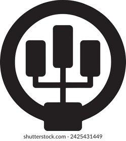 This vector illustrates a black silhouette of a universal plug enclosed within a circle, symbolizing global connectivity and the power of unification through technology.