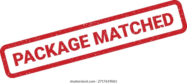 Este Vector ilustra un sello rojo en apuros que indica una coincidencia de paquete correcta. Ideal para gráficos de cadenas de suministro, Estados de entrega confirmados o sistemas de gestión de inventario.