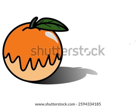 This vector illustrates a freshly picked orange, looking juicy and enticing. The orange is depicted with a vibrant orange color and smooth skin