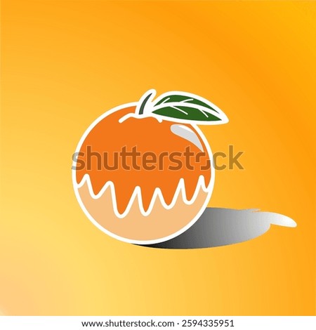 This vector illustrates a freshly picked orange, looking juicy and enticing. The orange is depicted with a vibrant orange color and smooth skin