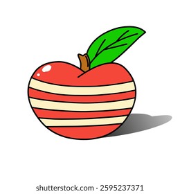 This vector illustrates a partially peeled apple, showcasing the fresh and enticing interior. The remaining apple skin adds a natural and fresh touch