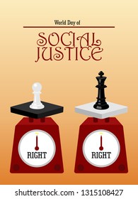 This vector illustrates the social right scales on the day of world social justice on February 20