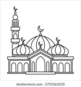 This vector illustration of the ancient Basilica of the Holy Sepulchre features a golden dome and orthodox architecture under a blue sky, marking this historic city landmark as a sacred temple