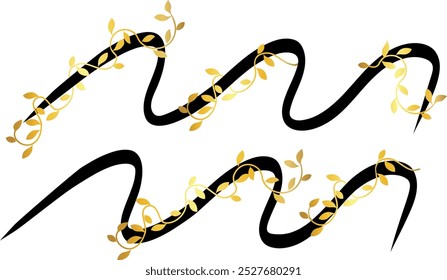 Esta ilustração vetorial do signo do zodíaco de Aquário em preto com flores douradas.